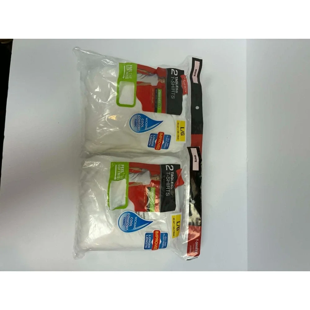 Hanes Tagless T-Shirts 4 White Size L ComfortSoft Crew Neck Undershirts Mens